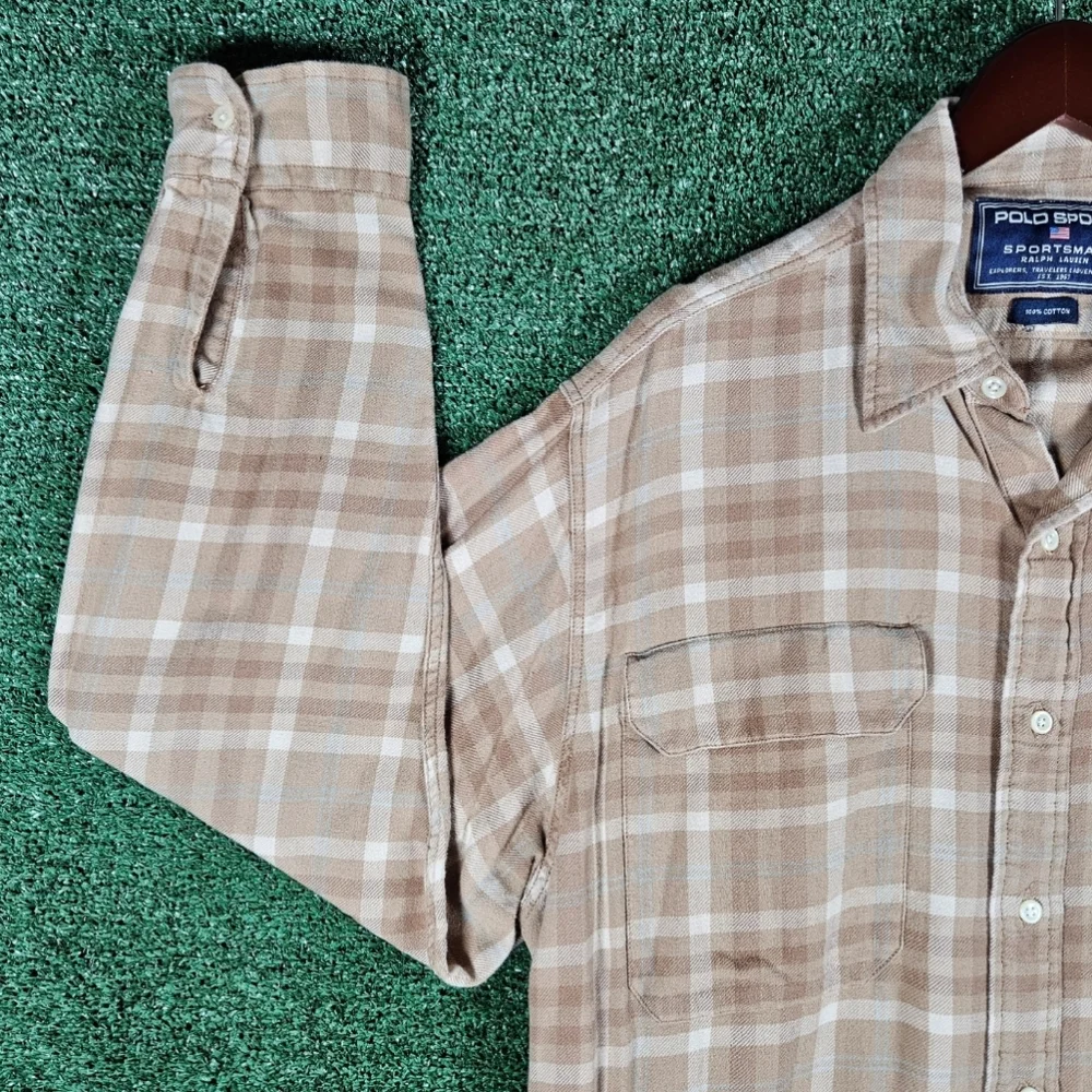 Vintage Ralph Lauren Polo Sport Sportsman Flannel Button Down / Mens Size Large - Picture 7 of 11